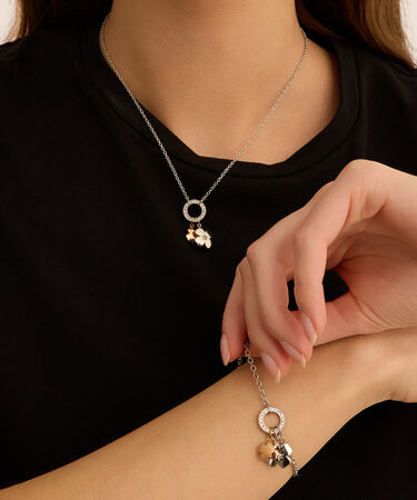 Collana Sunrise Acciaio Bicolore Bianco / Rosa Cristallo