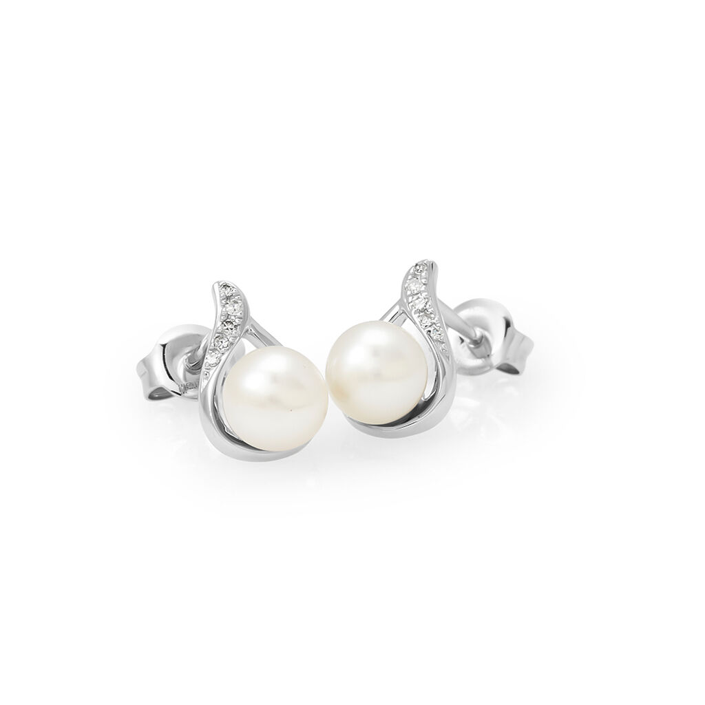 Orecchini Lobo Gabrielle Precious Oro Bianco Perla D'Acqua Dolce Diamante - Orecchini a Lobo Donna | Stroili