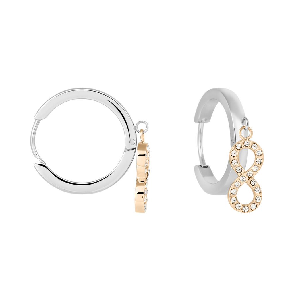 Orecchini A Cerchio Lady Chic Acciaio Bicolore Bianco / Rosa Cristallo - Orecchini a Cerchio Donna | Stroili