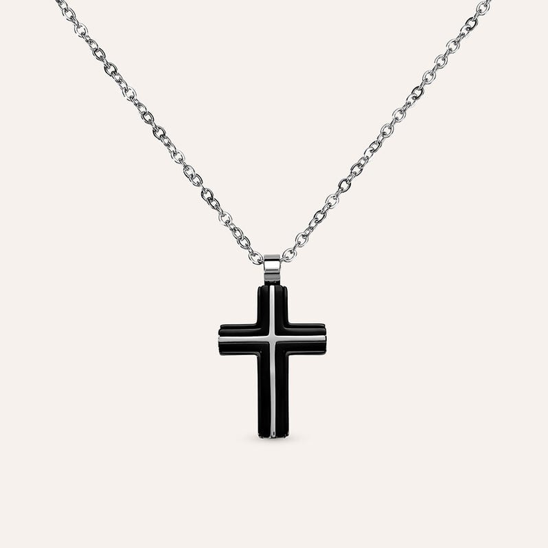 Collana Man Code Acciaio Bicolore Bianco / Nero - Collane Uomo | Stroili