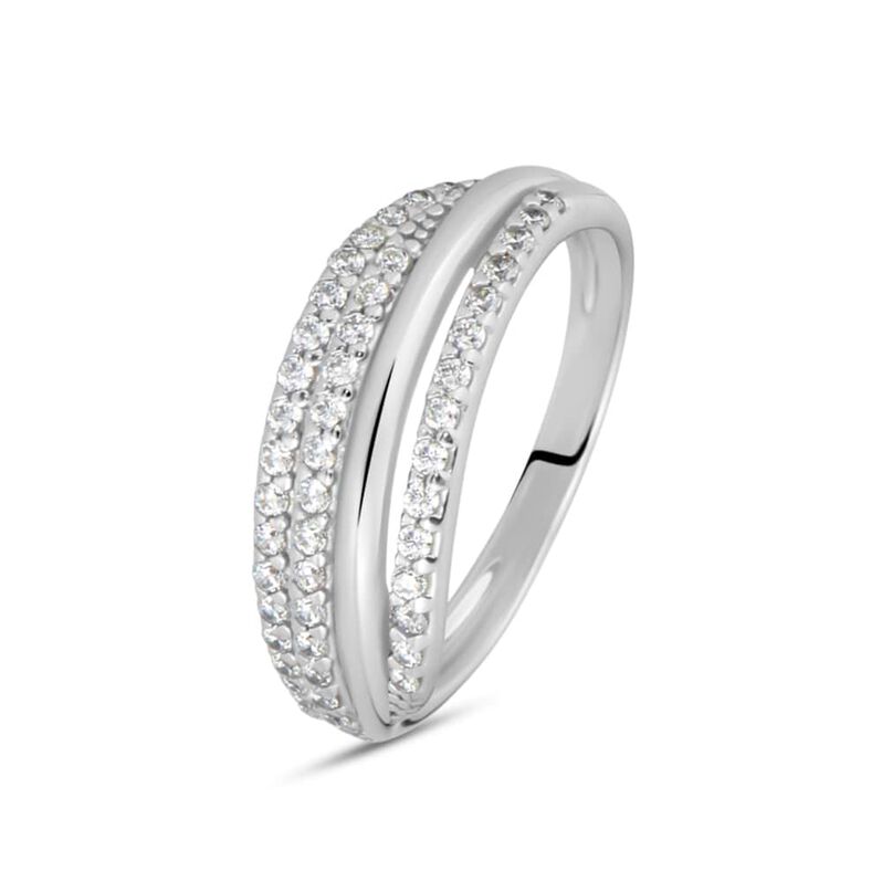 Anello Fascia Claire Oro Bianco Cubic Zirconia - Anelli a Fascia Larga Donna | Stroili