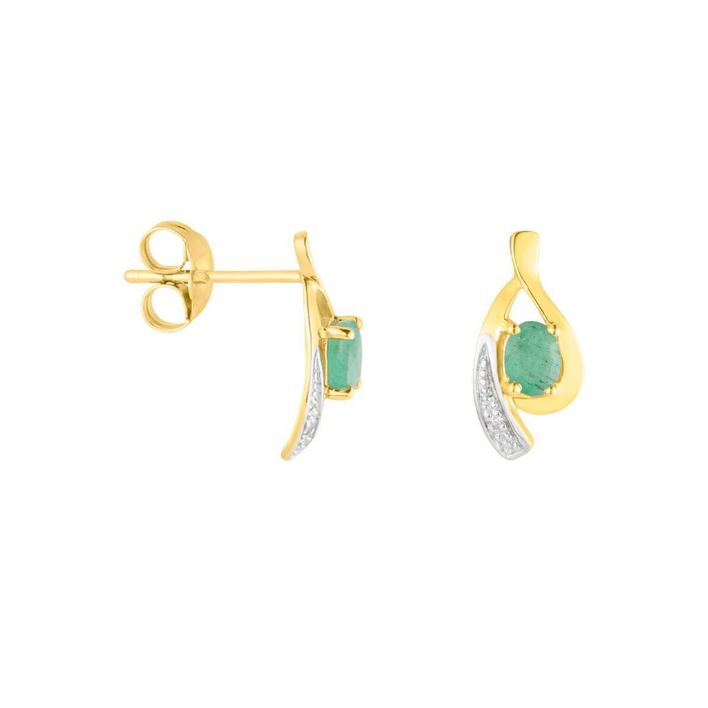 Orecchini Lobo Charlotte Oro Giallo Smeraldo Diamante - Orecchini a Lobo Donna | Stroili