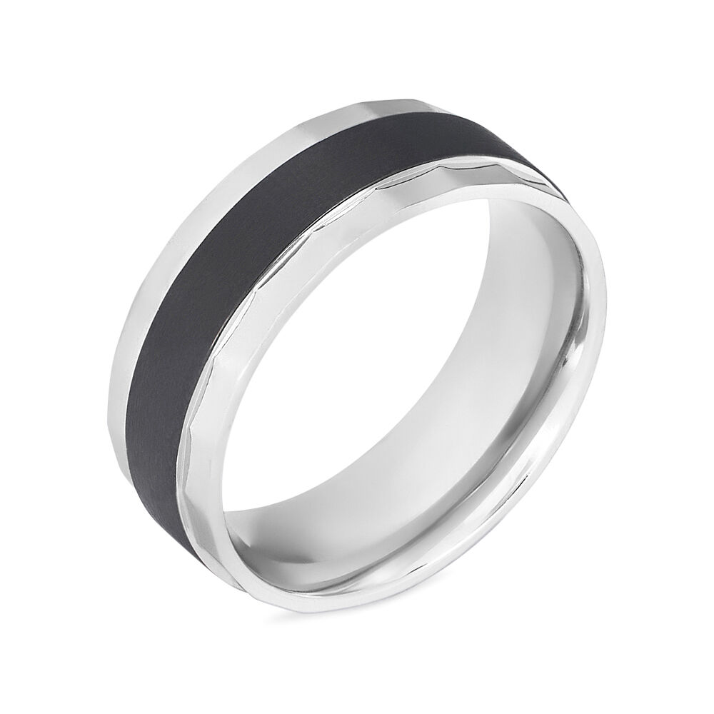 Anello uomo acciaio nero sale
