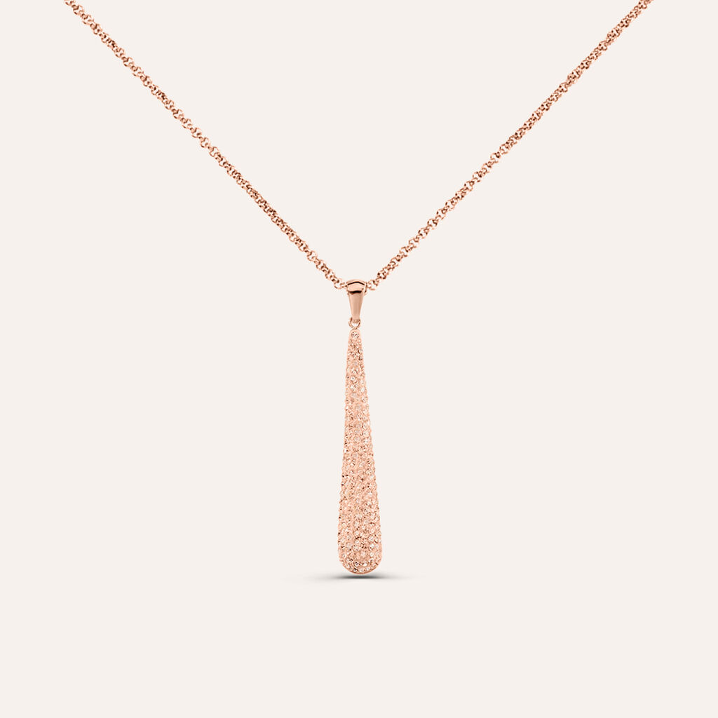 Collana Aura Acciaio Rosa Cristallo