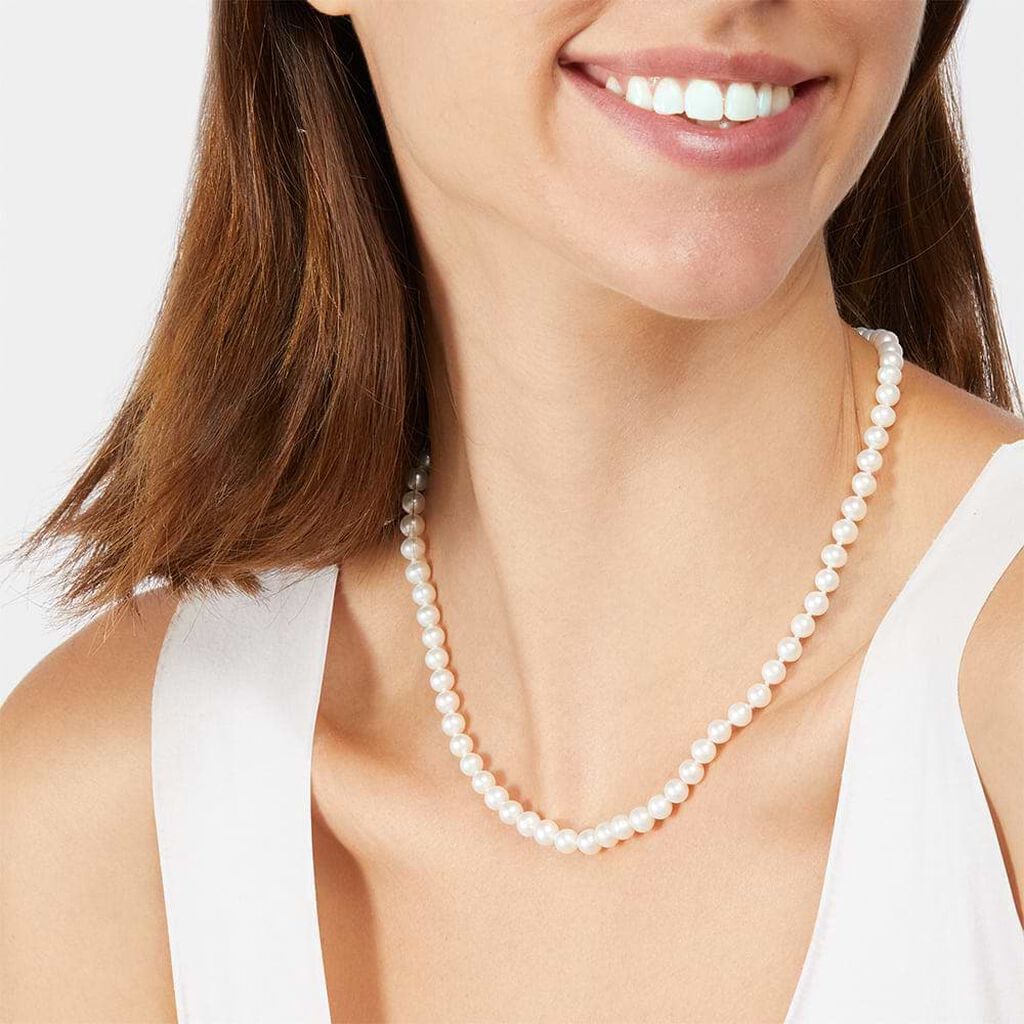 Collana Gold Pearls Oro Bianco Perla D'Acqua Dolce Diamante - Collane Donna | Stroili