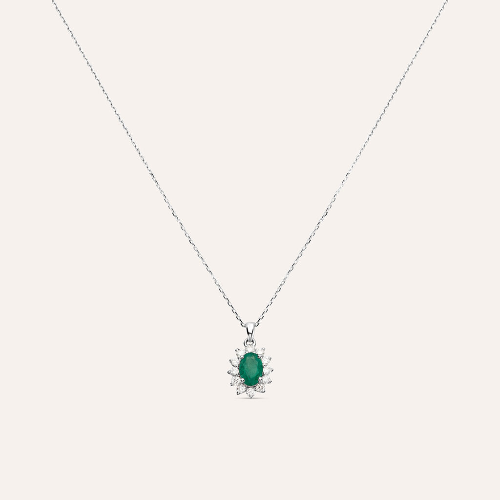 Collana Charlotte Oro Bianco Smeraldo Diamante