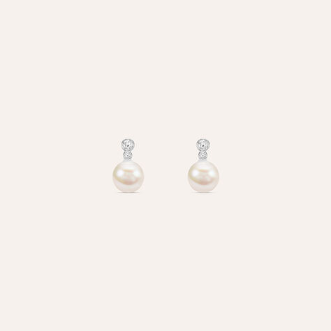 Orecchini Lobo Silver Pearls Argento Rodiato Cubic Zirconia Perla sintentica - Orecchini a Lobo Donna | Stroili
