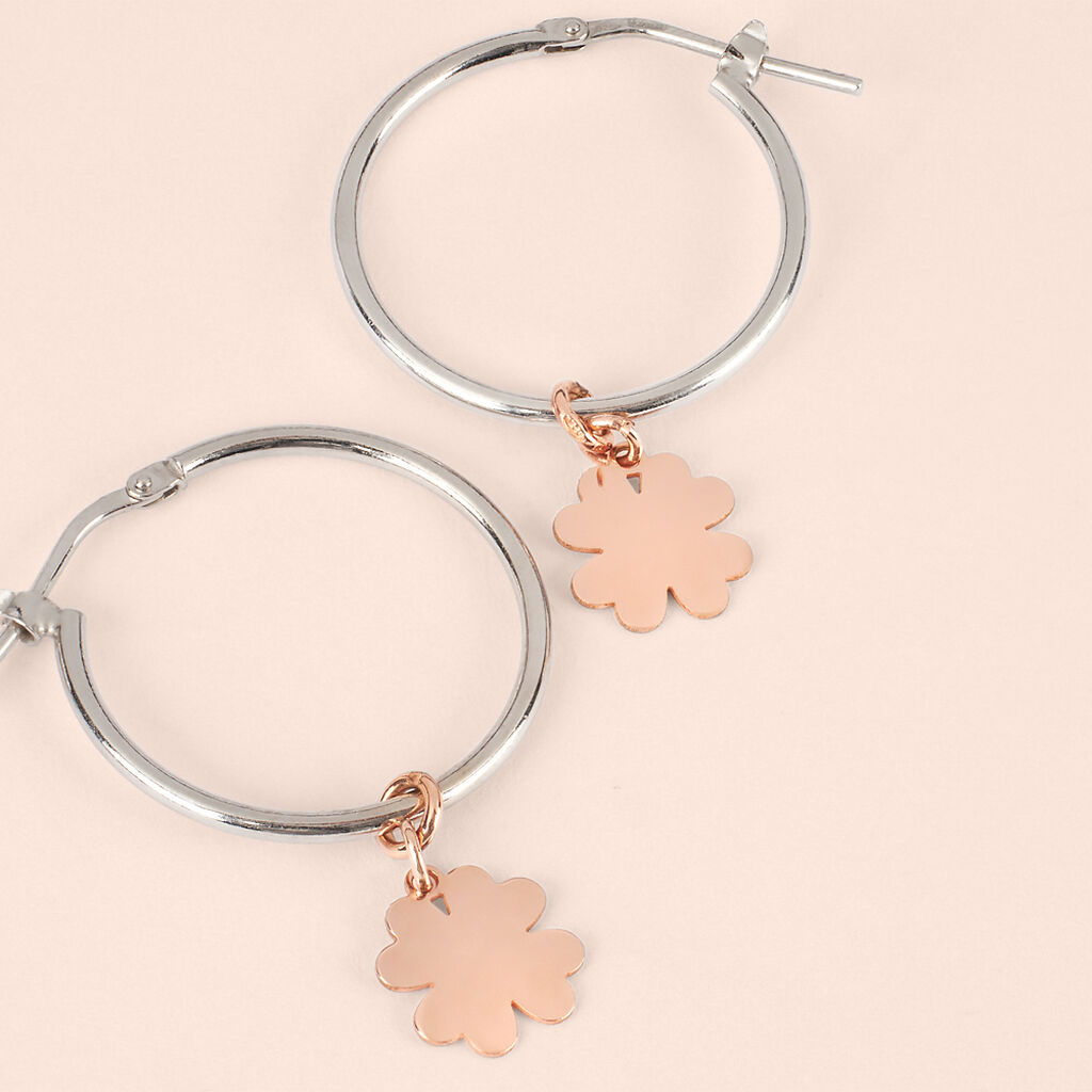 Orecchini A Cerchio Silver Collection Argento Bicolore Bianco / Rosa