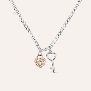Collana Sunrise Acciaio Bicolore Bianco / Rosa Cristallo