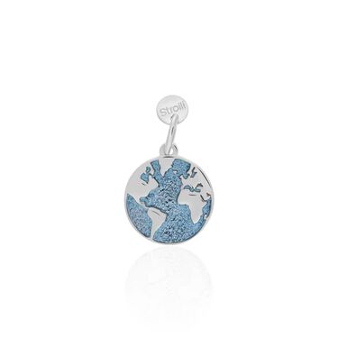 Charm in argento rodiato con simbolo mondo