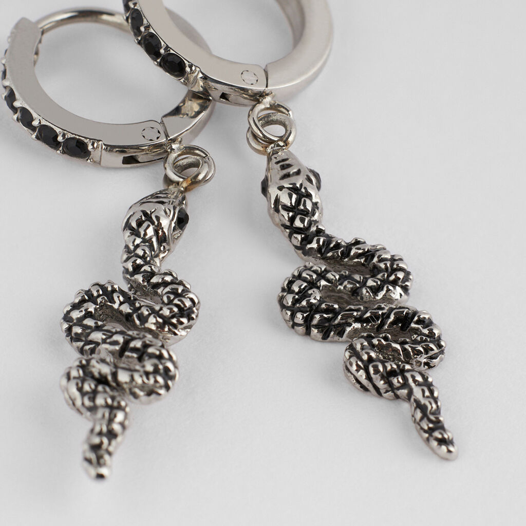 Orecchini A Cerchio Man Code Acciaio Cristallo