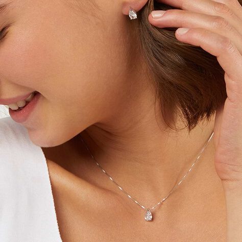 Orecchini Lobo Punto Luce Claire Oro Bianco Cubic Zirconia - Orecchini a Lobo Donna | Stroili