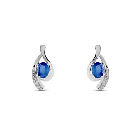 Orecchini Lobo Charlotte Oro Bianco Zaffiro Diamante - Orecchini a Lobo Donna | Stroili