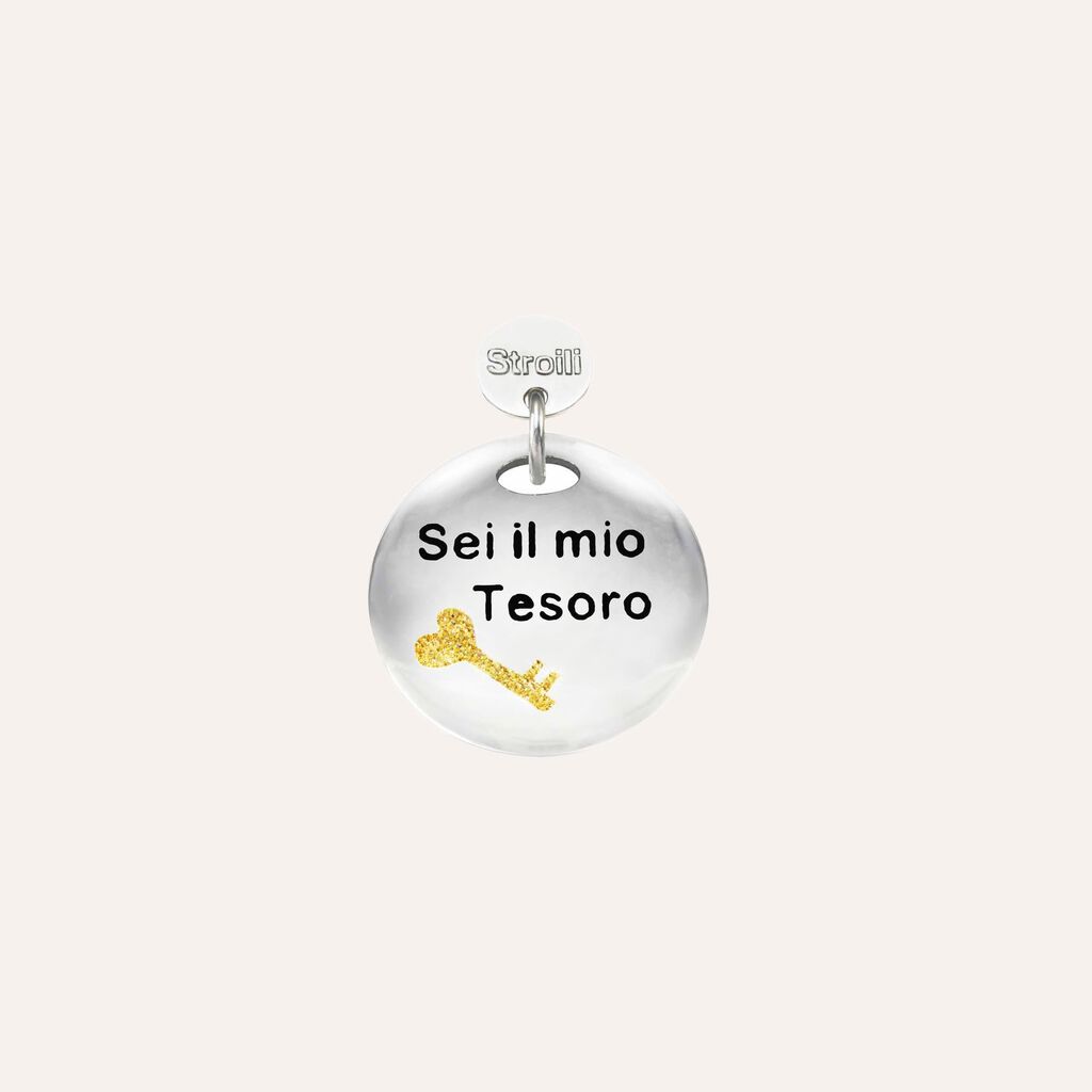 Charm in argento rodiato e glitter
