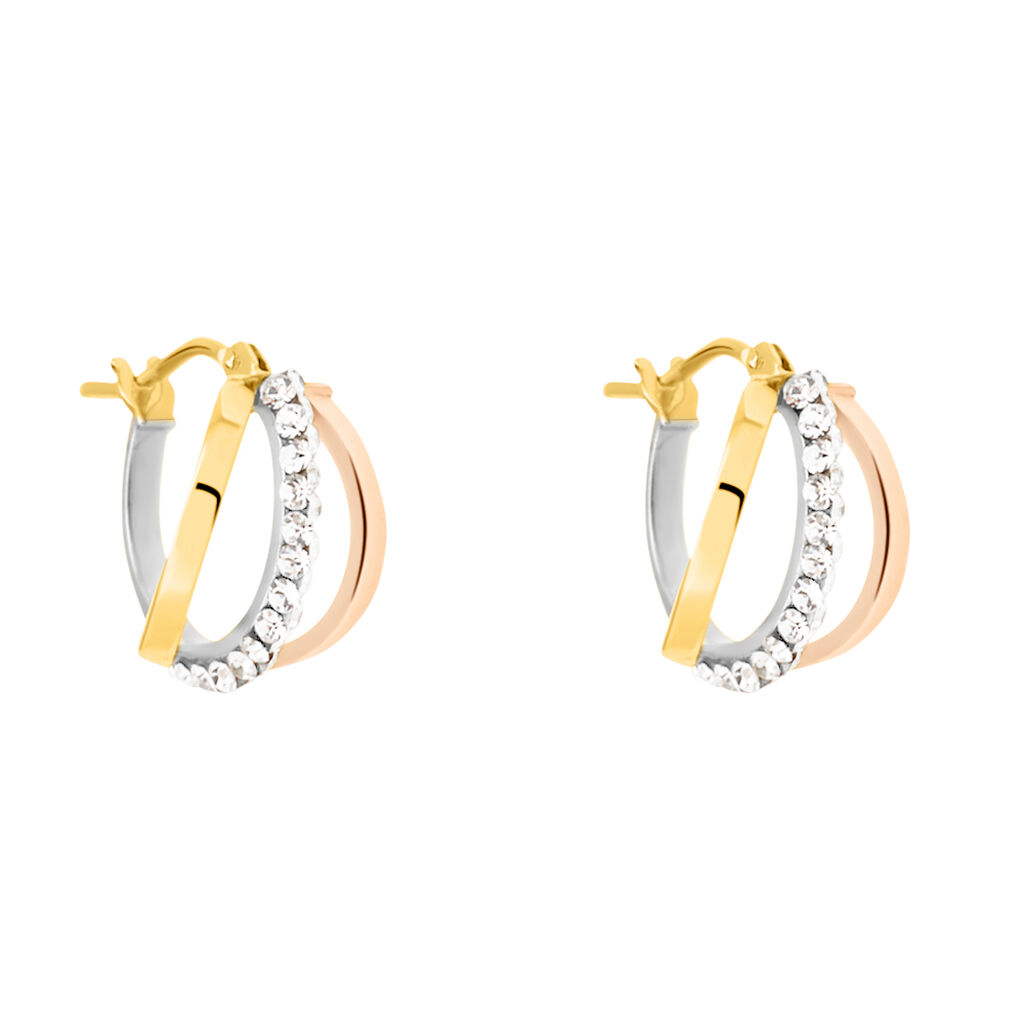 Orecchini A Cerchio Toujours Oro Tricolore Cristallo - Orecchini a Cerchio Donna | Stroili