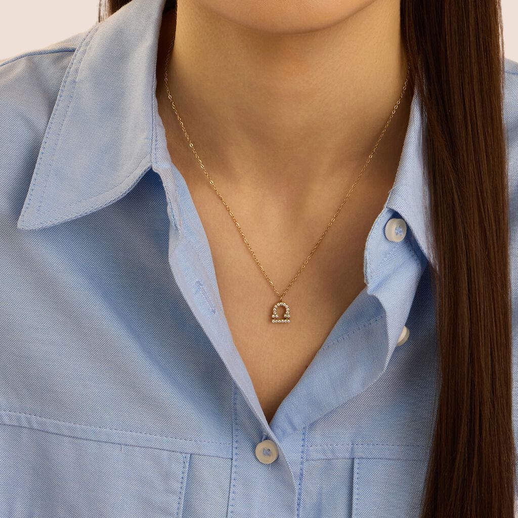 Collana Radiance Acciaio Dorato Cubic Zirconia