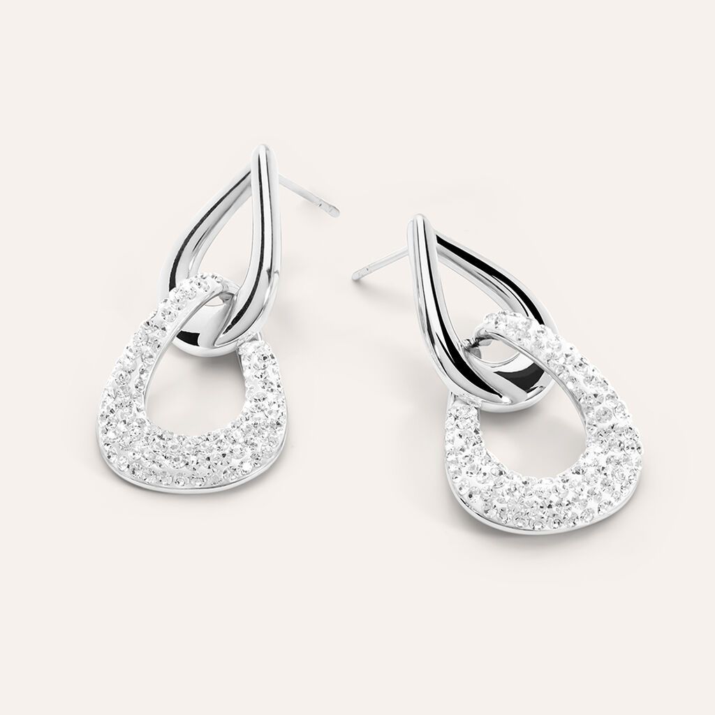 Orecchini Pendenti Aura Acciaio Cristallo