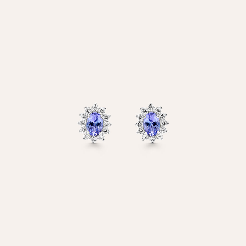 Orecchini Lobo Jasmine Oro Bianco Tanzanite Diamante - Orecchini a Lobo Donna | Stroili