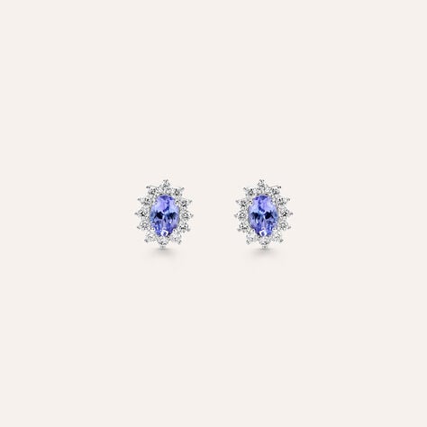 Orecchini Lobo Jasmine Oro Bianco Tanzanite Diamante - Orecchini a Lobo Donna | Stroili