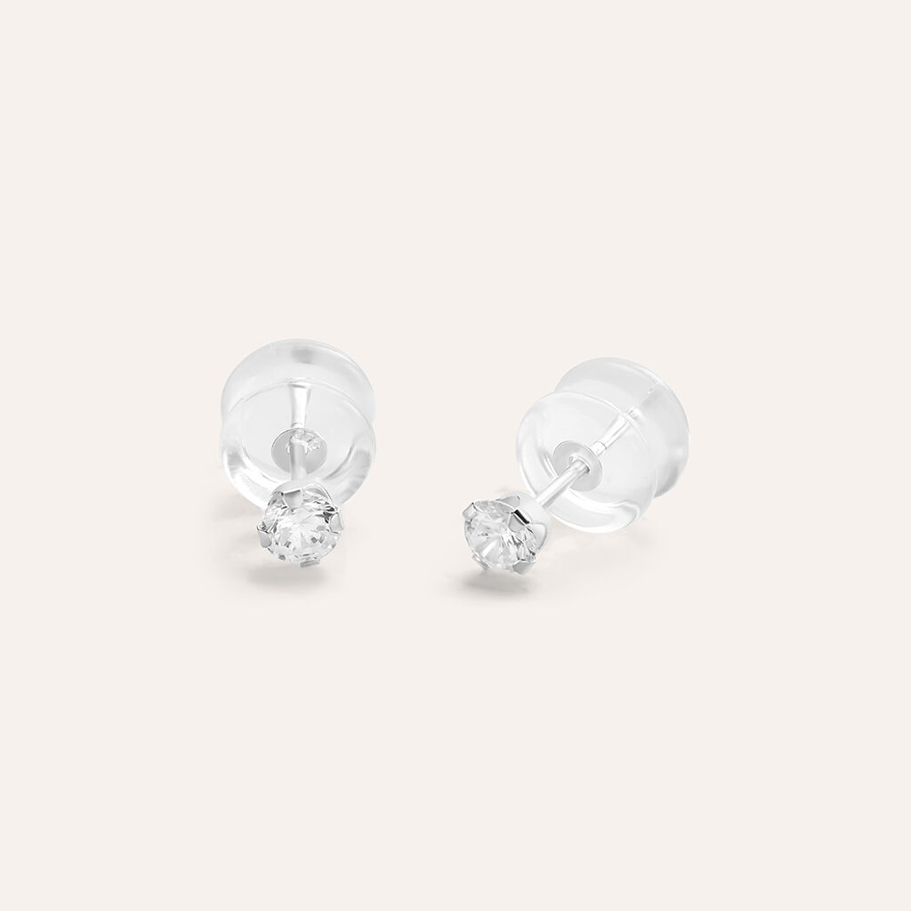 Orecchini Lobo Punto Luce Bon Ton Oro Bianco Cubic Zirconia