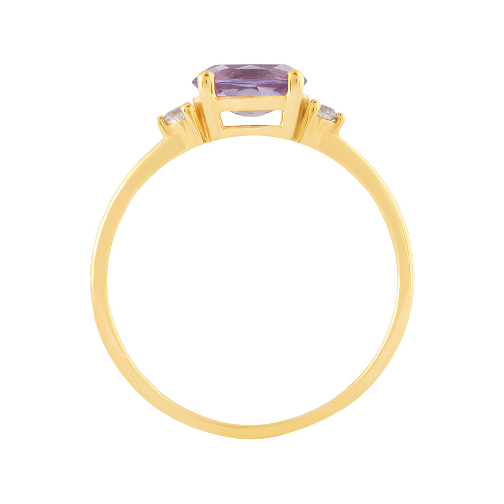 Anello Solitario Amélie Oro Giallo Ametista Cubic Zirconia - Anelli con Pietre Donna | Stroili