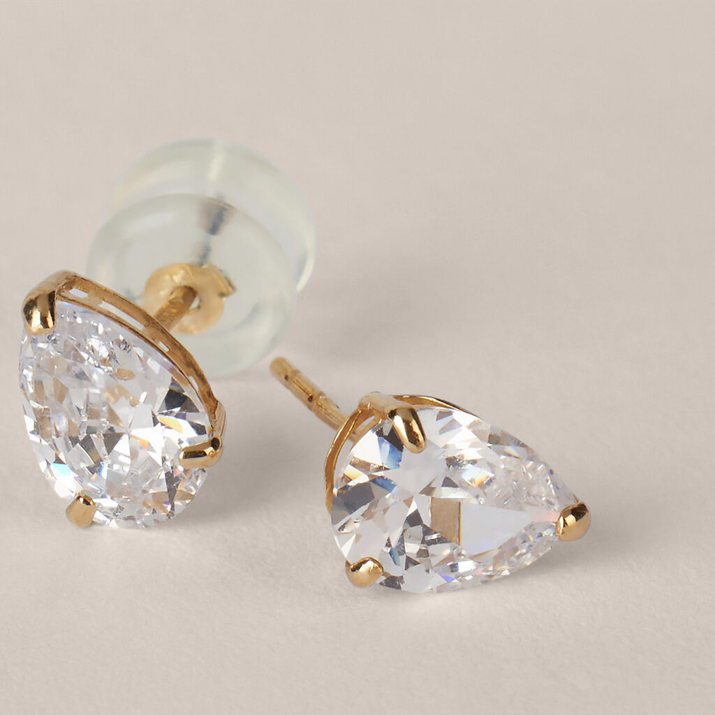 Orecchini Lobo Punto Luce Bon Ton Oro Giallo Cubic Zirconia