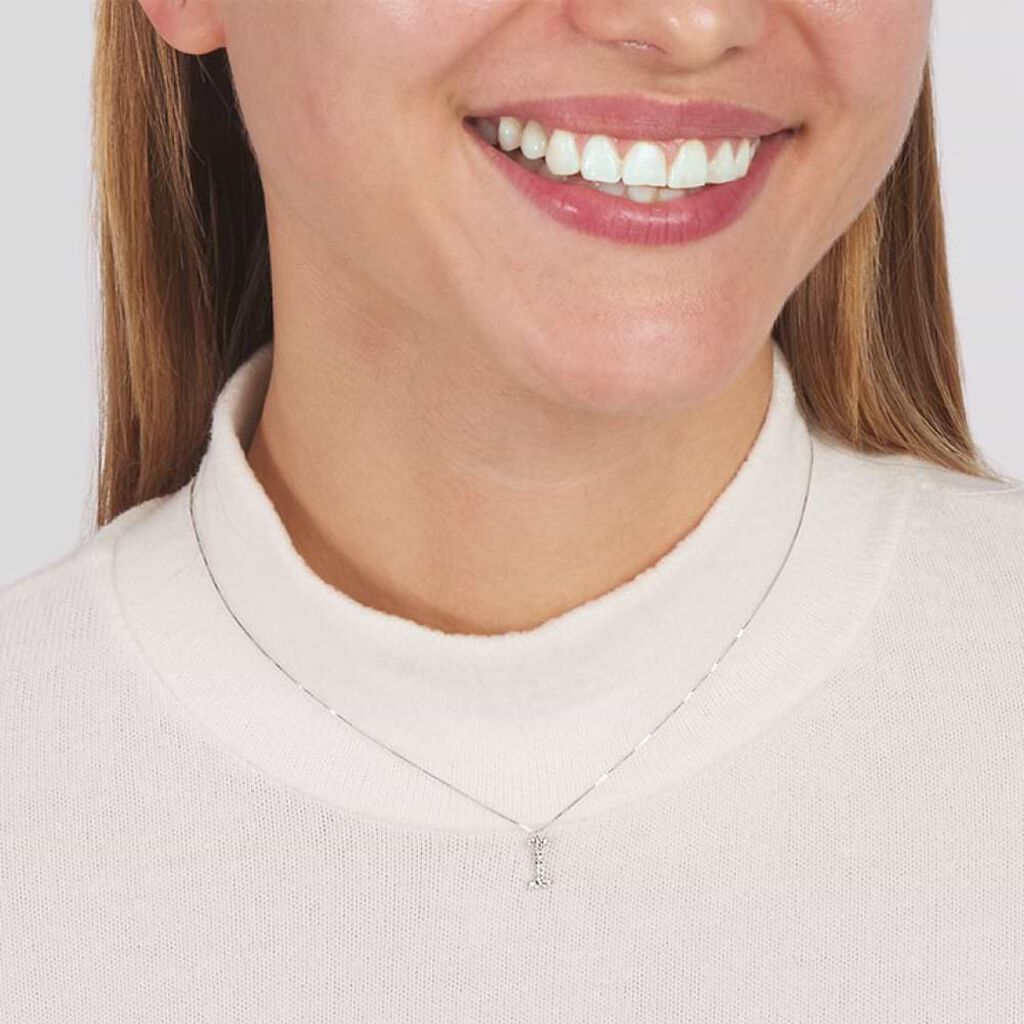 Collana Diamond Letters Oro Bianco Diamante - Collane Donna | Stroili
