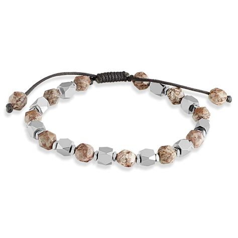 Bracciale in corda pietre e acciaio multicolore - Bracciali Uomo | Stroili
