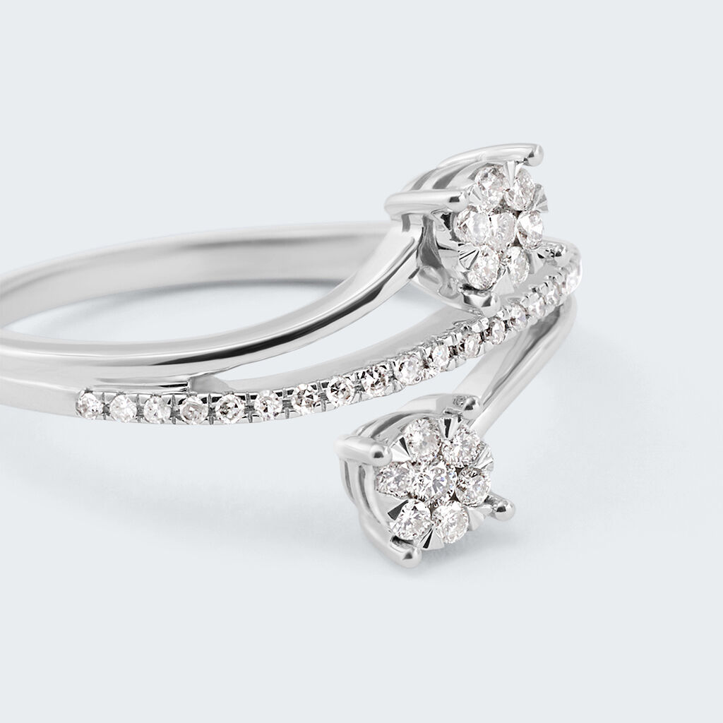 Anello Fantasia Petali Oro Bianco Diamante - Anelli con Pietre Donna | Stroili