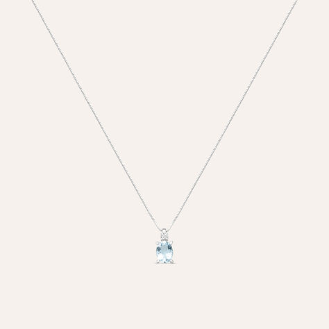 Collana Punto Luce Acquamarina Oro Bianco Acquamarina Diamante - Collane Punto Luce Donna | Stroili