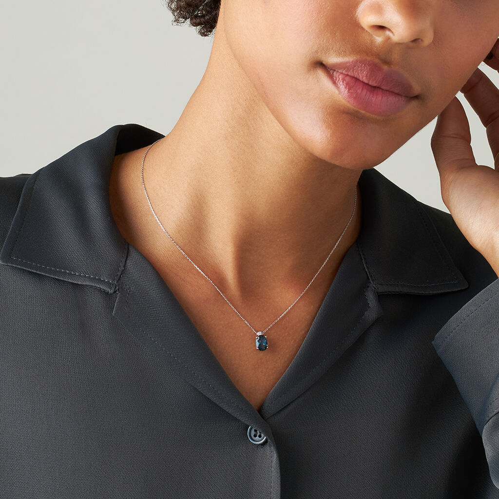 Collana Punto Luce Amélie Oro Bianco Topazio Cubic Zirconia