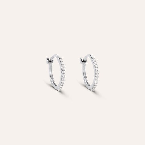 Orecchini A Cerchio Toujours Oro Bianco Cubic Zirconia - Orecchini a Cerchio Donna | Stroili