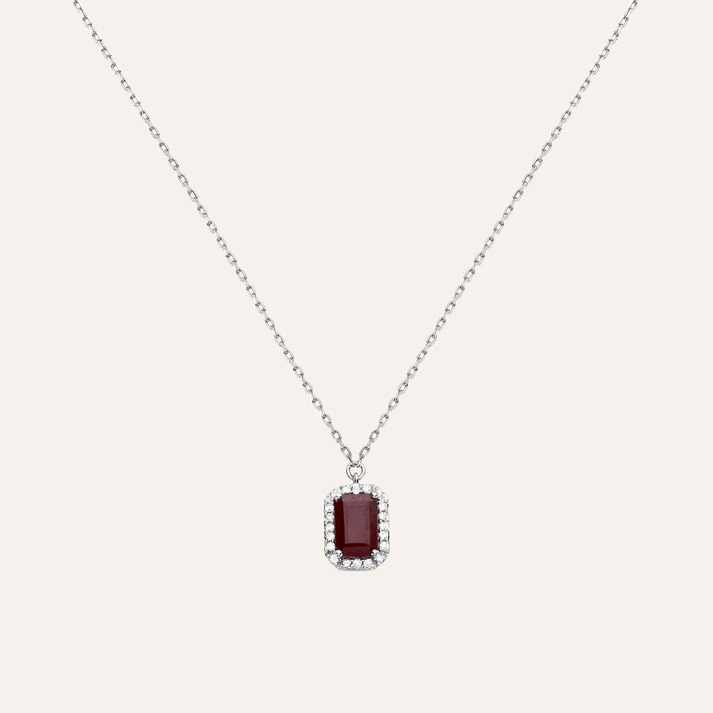 Collana Charlotte Oro Bianco Rubino Diamante