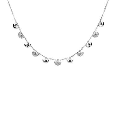 Collana Lady Chic Acciaio Foglie e Cristalli