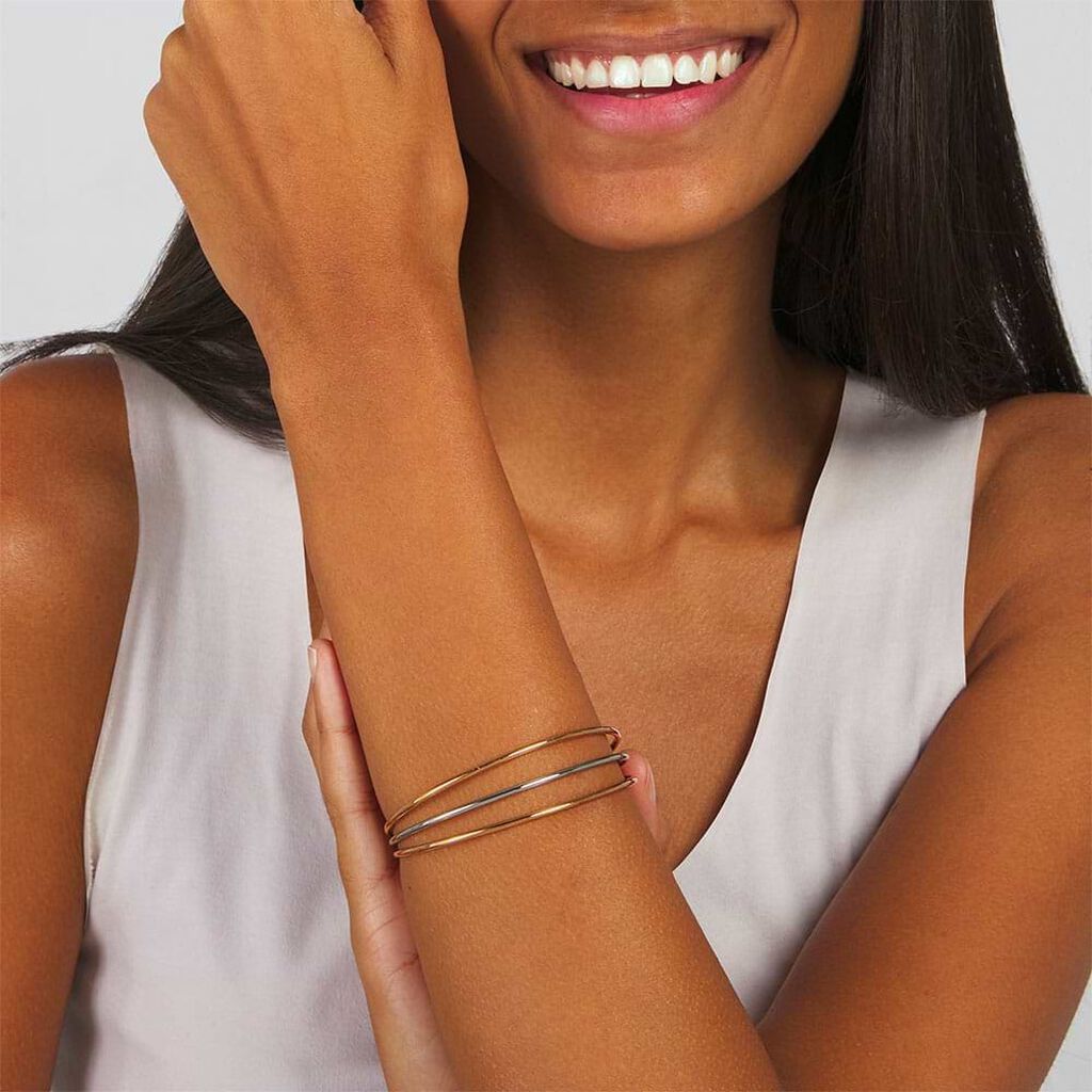 Bangle Lady Code Acciaio Bicolore Bianco / Rosa - Bracciali Rigidi Donna | Stroili