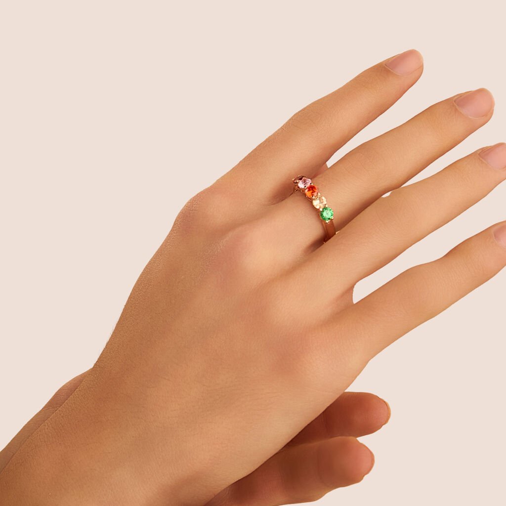 Anello Riviere Silver Rainbow Argento Rosa Cubic Zirconia