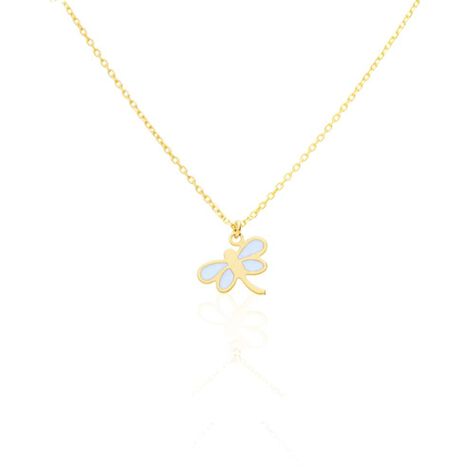 Girocollo con charm libellula in oro giallo e smalto bianco - Collane Bambino | Stroili