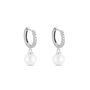 Orecchini A Cerchio Gabrielle Oro Bianco Perla D'Acqua Dolce Cubic Zirconia