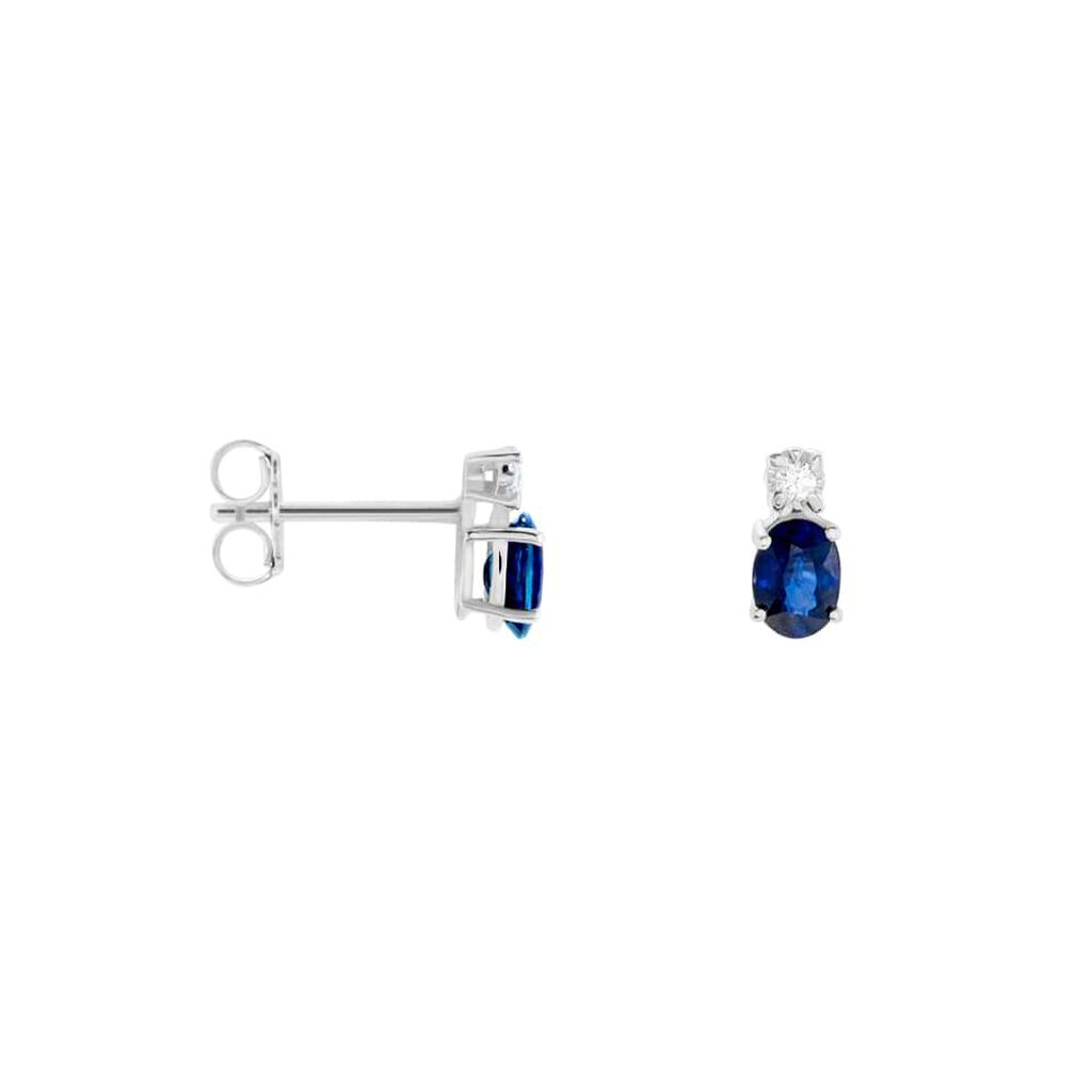 Orecchini Lobo Punto Luce Elizabeth Crown Oro Bianco Zaffiro Diamante - Orecchini a Lobo Donna | Stroili