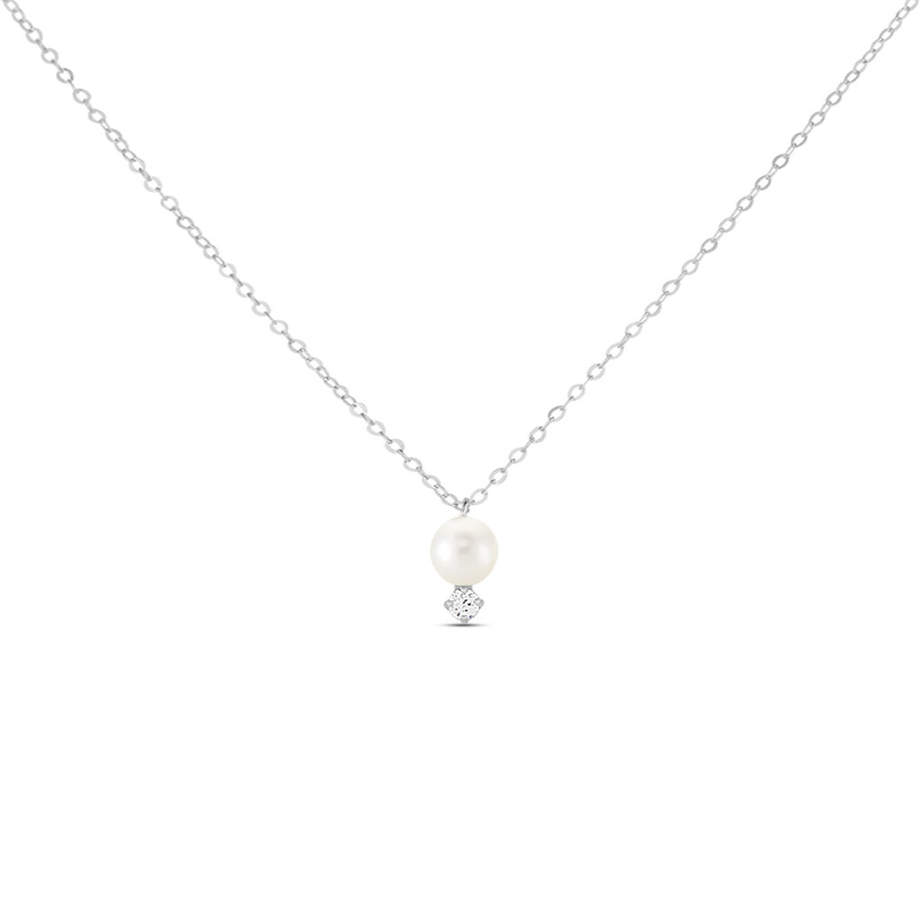 Collana Gabrielle Oro Bianco Perla D'Acqua Dolce Cubic Zirconia - Collane Donna | Stroili
