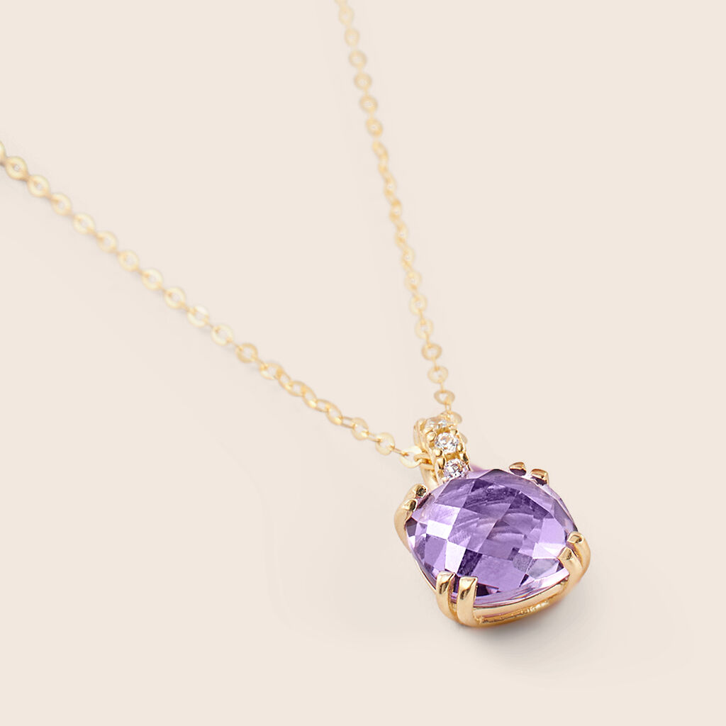 Collana Punto Luce Amélie Oro Giallo Ametista Cubic Zirconia - Collane Punto Luce Donna | Stroili