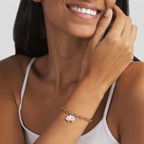 Bracciale Lady Sweet Acciaio Rosato Fiori di loto e Cristalli - Bracciali Donna | Stroili