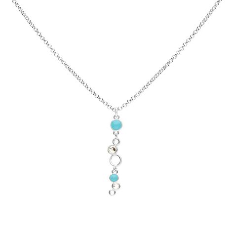 Collana in ottone rodiato con ciondolo lungo cristalli e smalto azzurro - Collane Donna | Stroili