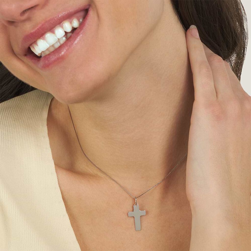 Pendente Holy Oro Bianco - Ciondoli con Incisione Unisex | Stroili
