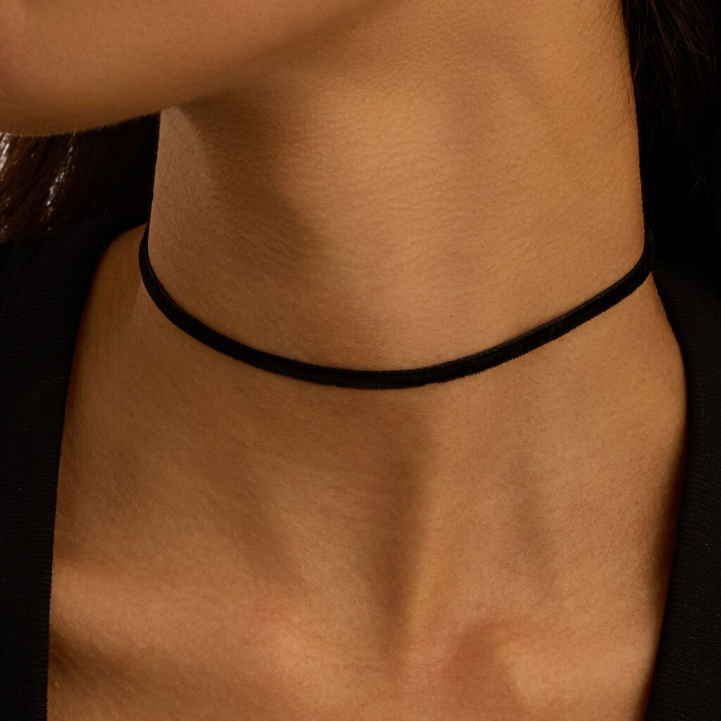 Choker Lady Code Acciaio Dorato e Velluto - Catenina Unisex | Stroili