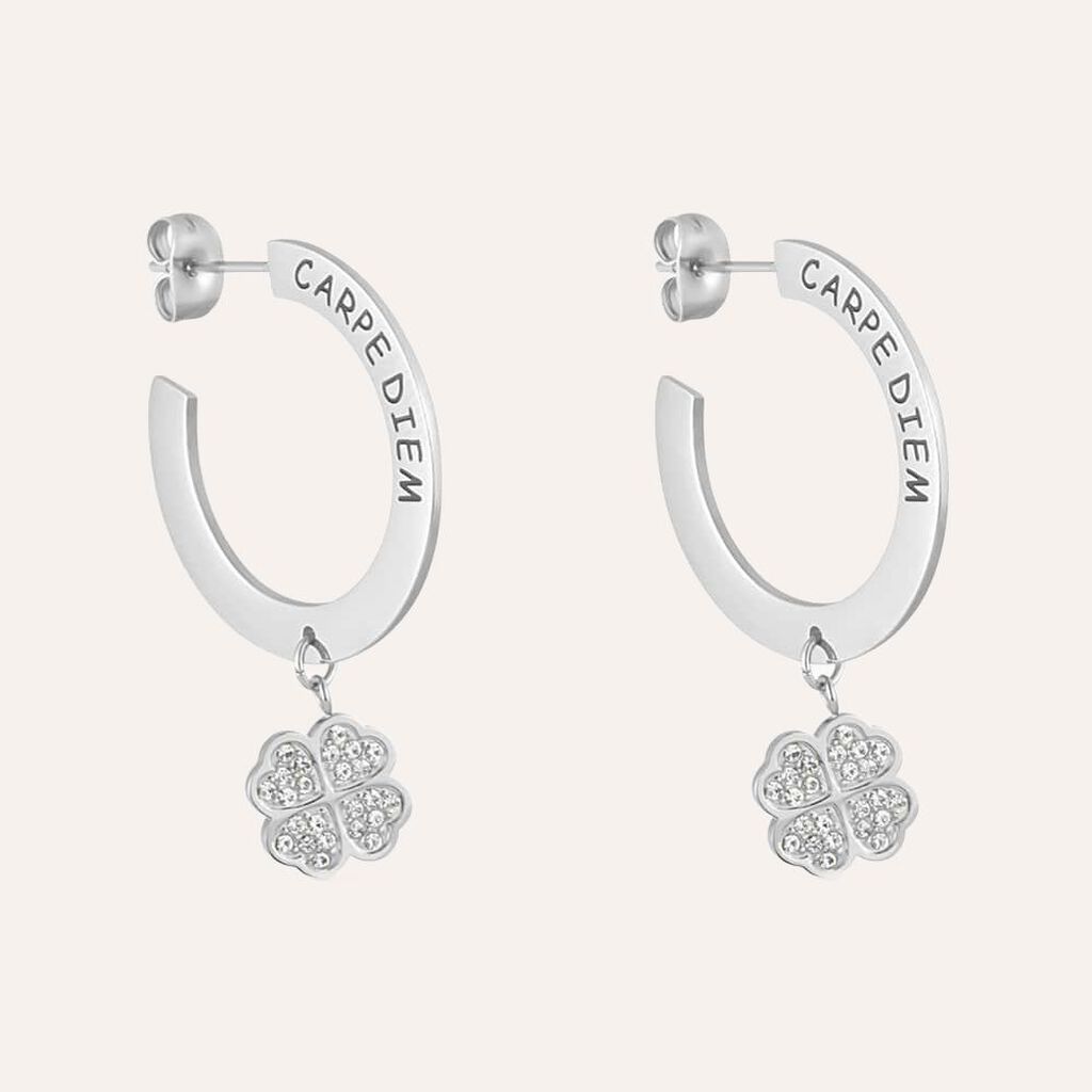 Orecchini A Cerchio Sunrise Acciaio Cristallo