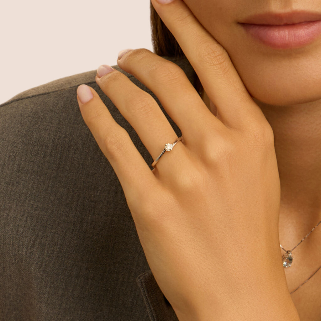 Anello Solitario Valentino Diamazing Oro Bianco Diamante