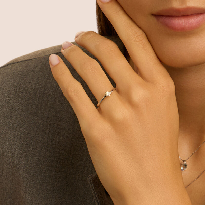 Anello Solitario Valentino Diamazing Oro Bianco Diamante - Anelli con Pietre Donna | Stroili
