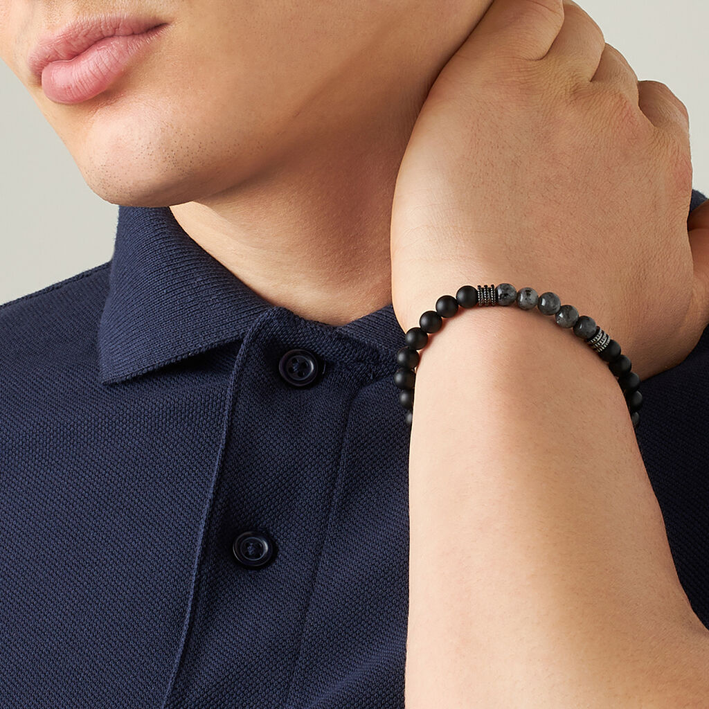 Bracciale Man Code Ottone Nero Labradorite