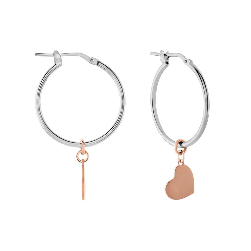 Orecchini A Cerchio Silver Collection Argento Bicolore Bianco / Rosa - Orecchini a Cerchio Donna | Stroili